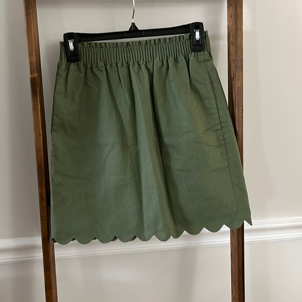 Olive green scalloped skirt